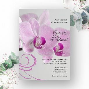 Faire-part de mariage d'élégance orchidée rose