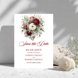 Faire-part de mariage délicat rose burgundy