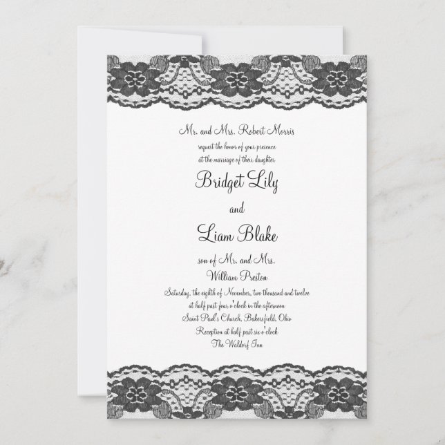 Faire-part de mariage Delicate et Lacy (blanc) (Devant)