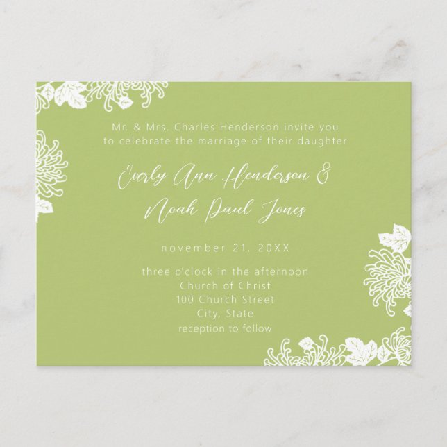 Faire-part de mariage d'enchantement vert (Devant)