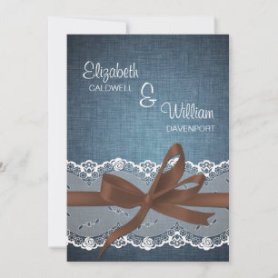 Faire-part de mariage Denim Lace Ribbon & Bow