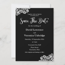 Faire-part de mariage dentelle noire et blanche