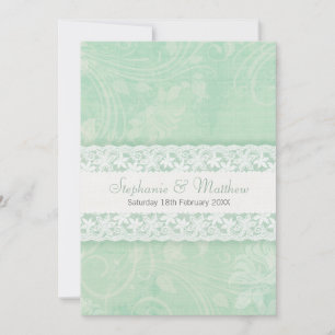 Faire-part de mariage dentelle verte et blanche