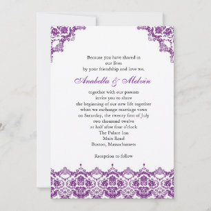 Faire-part de mariage dentelle violette