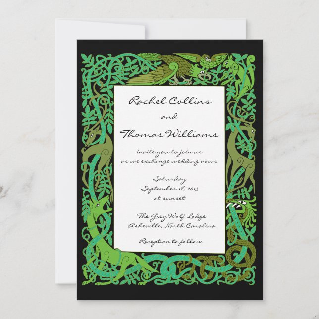 Faire-part de mariage des animaux celtiques de For (Devant)
