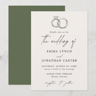 Faire-part de mariage des anneaux minimaux moderne