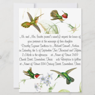 Faire-part de mariage des colibris et des fleurs