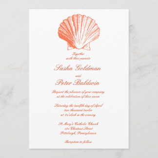 Faire-part de mariage des coques de mer de corail