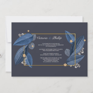 Faire-part de mariage des Feuilles bleus