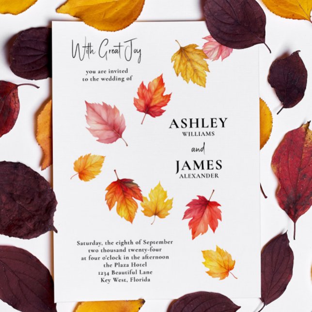 Faire-part de mariage des feuilles d'automne en ba (Créateur téléchargé)