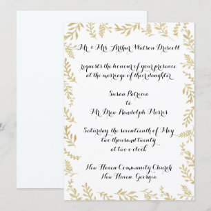 Faire-part de mariage des Feuilles de l'or chic
