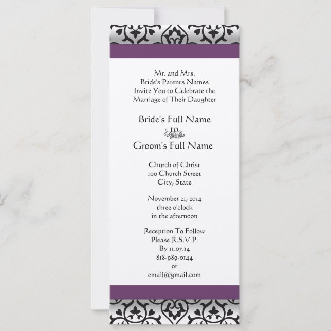 Faire-part de mariage des fils Damas de nouvelles  (Devant)