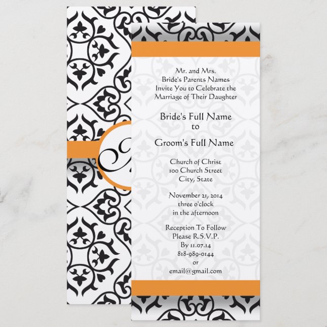 Faire-part de mariage des fils Damas de nouvelles  (Devant / Derrière)