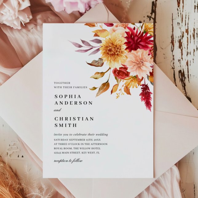 Faire-part de mariage des fleurs automnales (Créateur téléchargé)