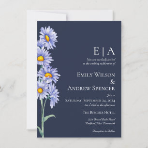 Faire-part de mariage des fleurs d'aster bleu de l