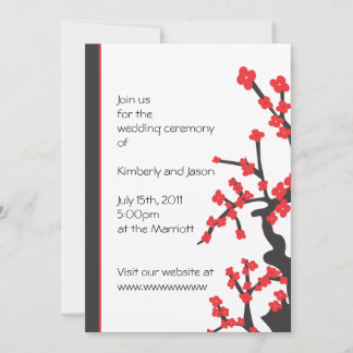 faire-part de mariage des fleurs rouges du Japon