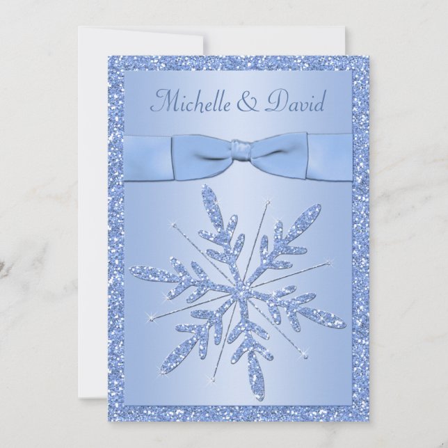 Faire-part de mariage des flocons de neige bleu gl (Devant)