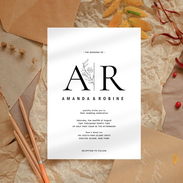 Faire-part de mariage des initiales minimes modern (Créateur téléchargé)