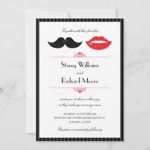 Faire-part de mariage des lèvres et de la moustach
