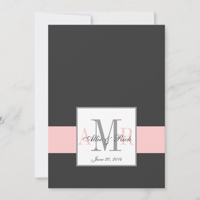Faire-part de mariage des monogrammes de charbon r (Devant)