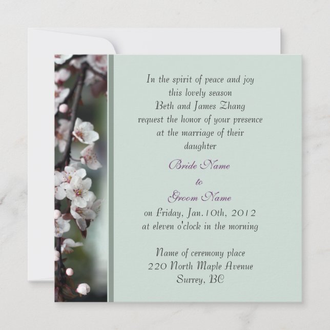 faire-part de mariage des parents de la mariée (Devant)