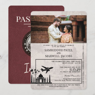 Faire-part de mariage des passeports de l'Inde bou