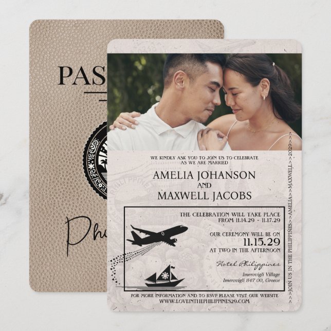 Faire-part de mariage des passeports des Philippin (Devant / Derrière)