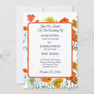 Faire-part de mariage des Poppies de Pavot Rouge O