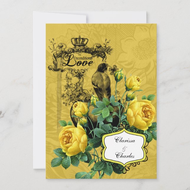 Faire-part de mariage des roses jaunes 5x7 (Devant)