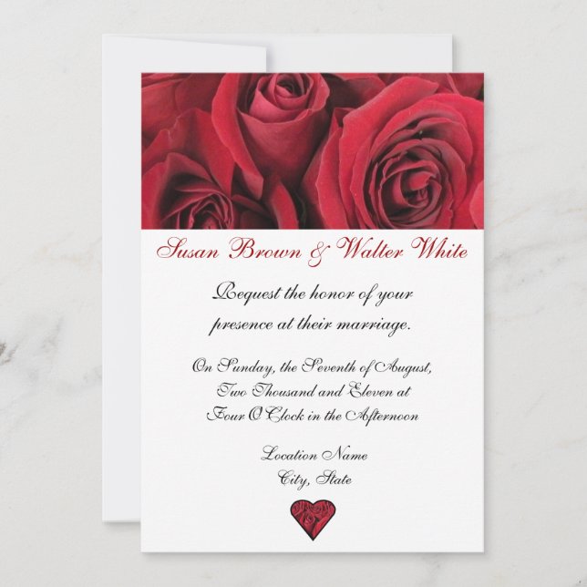 Faire-part de mariage des Roses rouges (Devant)