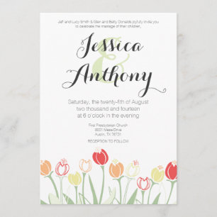 Faire-part de mariage des tulipes  Couleurs vives