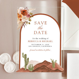 Faire-part de mariage Désert de Cactus en Terracot