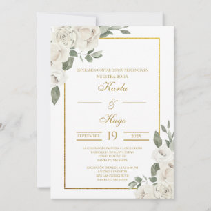 Faire-part de mariage d'Espagne verdoyante et or