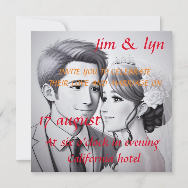 Faire-part de mariage d'esquisse (Devant)
