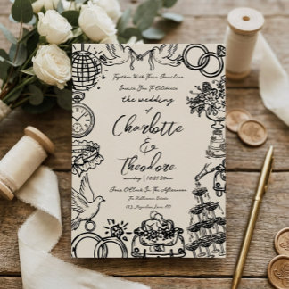 Faire-Part de Mariage Dessiné à la Main avec Fanta