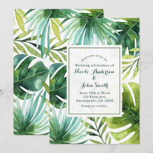Faire-part de mariage d'été hawaïen aux feuilles t