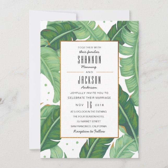 Faire-part de mariage d'été tropical (Devant)