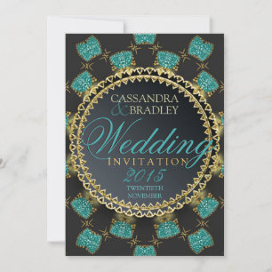 Faire-part de mariage d'étincelle en or noir turqu