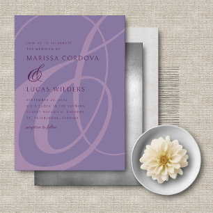 Faire-part de mariage d'habitand violet de script