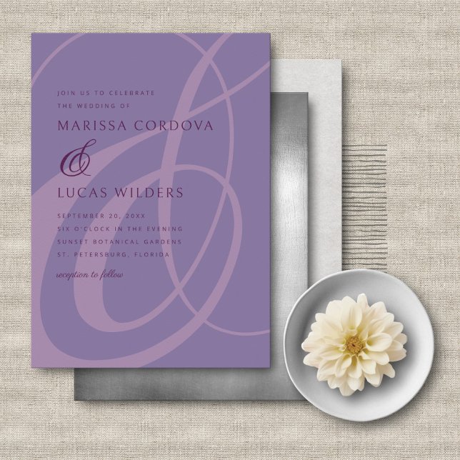 Faire-part de mariage d'habitand violet de script  (Créateur téléchargé)