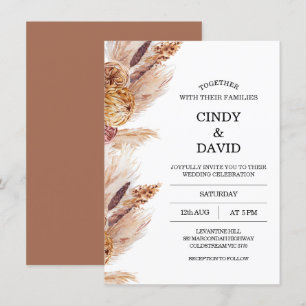 Faire-part de mariage d'herbe Boho Pampas Floral