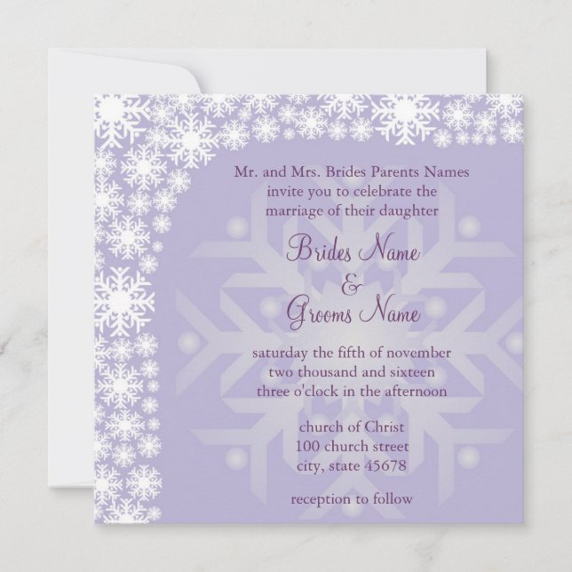 Faire-part de mariage d'hiver de flocon de neige - (Devant)