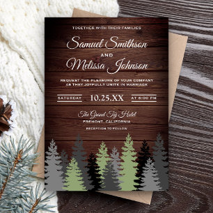 Faire-Part de Mariage d'Hiver en Bois Rustique ave