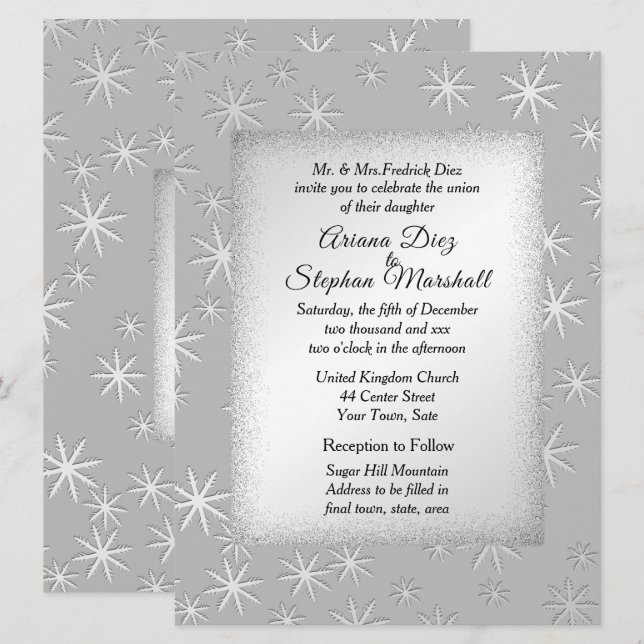 Faire-part de mariage d'hiver enneigé (Devant / Derrière)