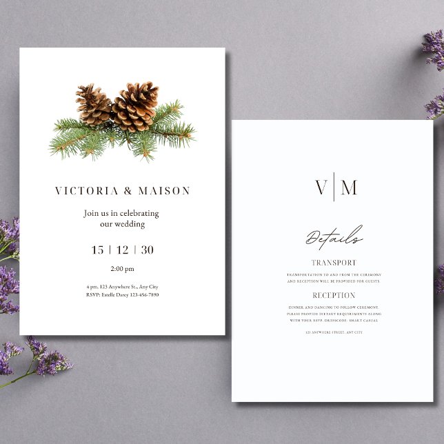 Faire-part de mariage d'hiver Minimaliste Noël Mar (Créateur téléchargé)