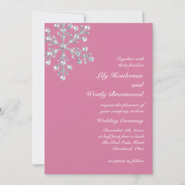 Faire-part de mariage d'hiver Snowflon (Devant)