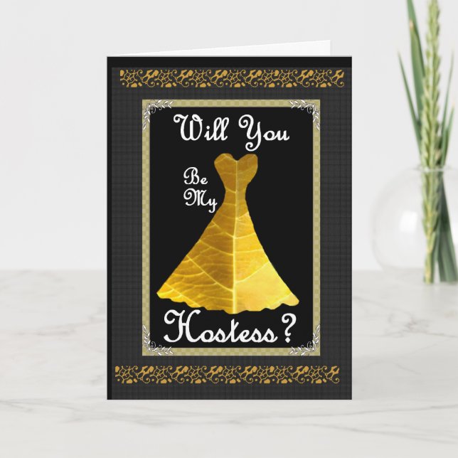Faire-part de mariage d'hôtesse - GOLD Gown (Devant)