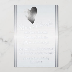 Faire-part de mariage d'huile d'argent du coeur co