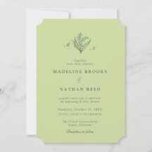 Faire-part de mariage Die-Cut vert pistache Lily