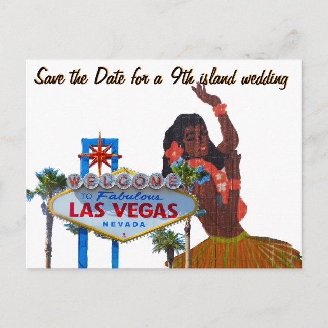 Faire-part de mariage d'île de Las Vegas 9ème (Devant)